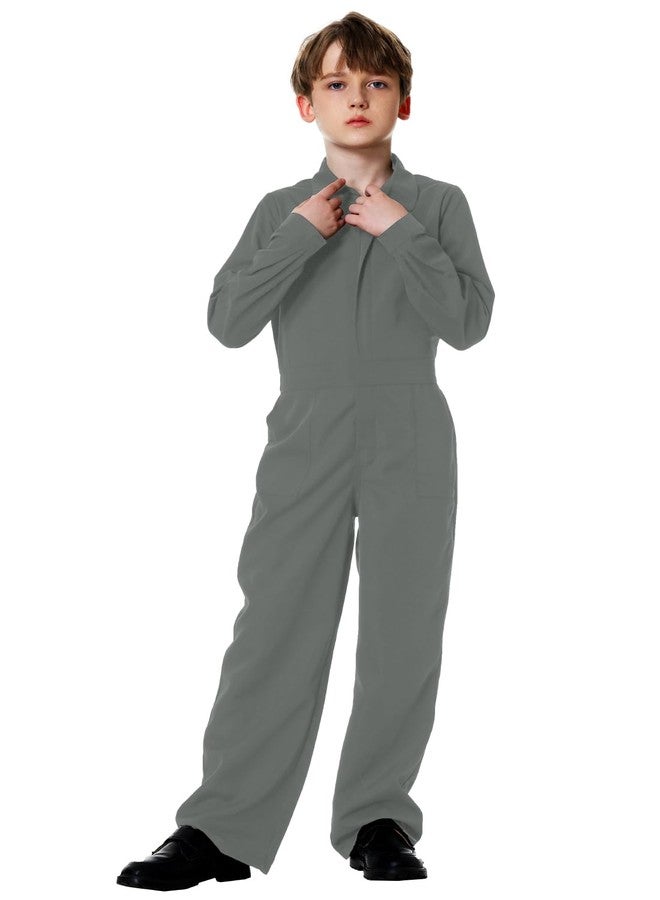 AOBUTE Grey Mechanic Workwear for Boys Girls Halloween Killer Jumpsuit Long Sleeve Zipper Outfits 11-12 Years - Image 4